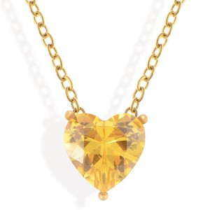 Anna-Kaci Gold Tone Necklace with Heart-Shaped Crystal Pendant - 1 of 4