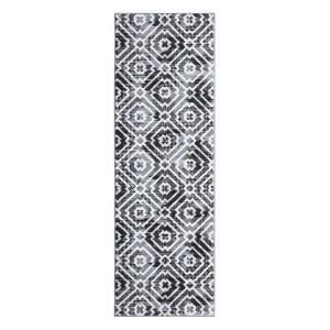 Modern Geometric Area Rug, Pearl Velvet Polyester, Washable, Non-Slip, Foldable for Hallway, Kitchen, Entryway & Office - 1 of 4