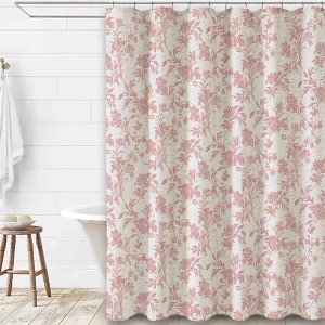 BAGOKIE 72"x72" Floral Cotton Linen Shower Curtain, Pack of 1 - 1 of 3