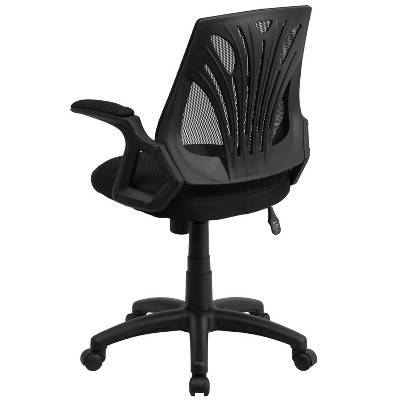 Ergonomic Black Mesh Mid-Back Swivel Task Chair with Fixed Arms