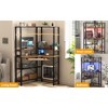 Aheaplus Small  Computer Desk with Hutch, Corner Home Office Desk with LED Lights & Power Outlets, Gaming Desk with Keyboard Tray - 4 of 4