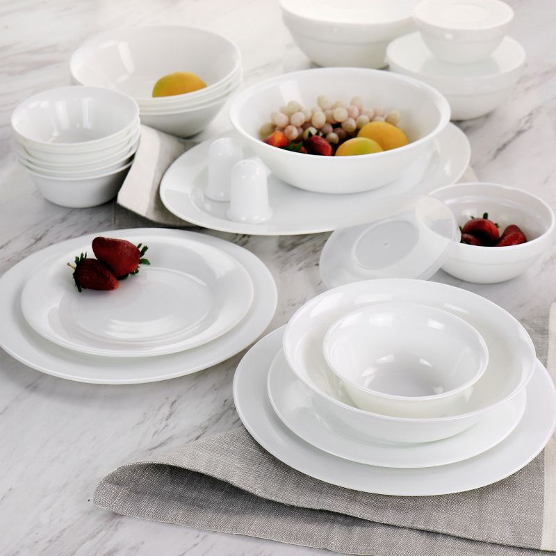 Gibson Ultra 36 Piece Tempered Opal Glass Combo Dinnerware Set in White, 2 of 9