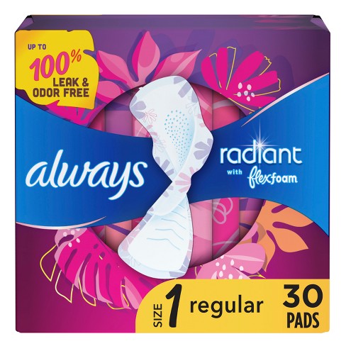 Always Radiant Regular Absorbency Pads With Wings - Scented - Size