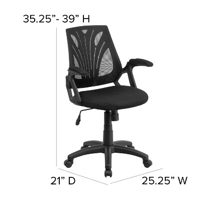 Ergonomic Black Mesh Mid-Back Swivel Task Chair with Fixed Arms
