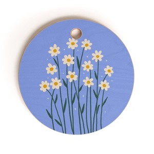 Angela Minca Simple daisies perwinkle Cutting Board - Round - 1 of 3