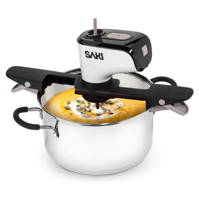 Saki Adjustable Dual Speed Automatic Electric Cordless Rechargeable Hands Free Cooking Pot Stirrer for Soups, Stews, Baby Food, and More