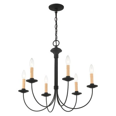 Heritage Black Steel 6-Light Candelabra Chandelier