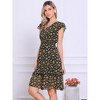 Allegra K Women's Floral Flutter Sleeves V Neck Smocked Ruffle Sundresses - 2 of 4