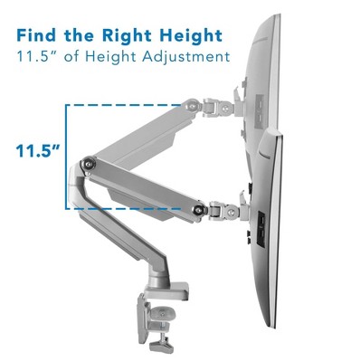 Adjustable Aluminum and Steel Single Monitor Arm Mount