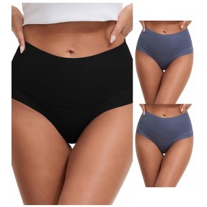 INSPIRE CHIC Women's High Waist Tummy Control Full Coverage Briefs Breathable Panties 3 Packs - 1 of 4
