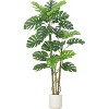 6FT Artificial Monstera Deliciosa Plant - Realistic Fake Tropical Palm Tree, UV Resistant Faux Plant in Ceramic Pot for Home Office Decor - 2 of 4