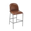 Indoor Metal Upholstered Barstool Set of 2,Faux Leather Bar Stools with Metal Frame,Modern Bar Stools for Home Bar or Island-Coolbibila - 3 of 4