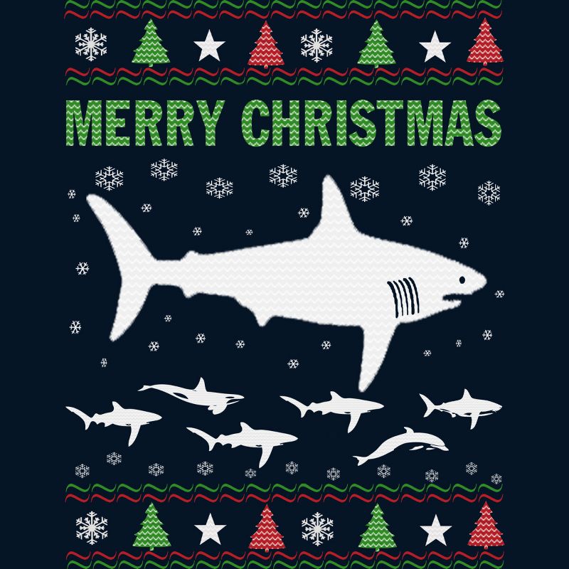 Men's Design By Humans Shark Christmas By sophialada T-Shirt, 2 of 5