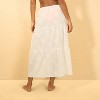 Women's Palm Print Embroidered Tiered Swim Cover Up Skirt - Shade & Shore™ Cream - 2 of 3