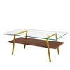 NicBex Modern 38.58" Rectangle Coffee Table with Glass Top, Open Storage Shelf and Iron Frame for Living Room - 3 of 4