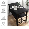 Aukfa Dining Table Set for 4, Kitchen Room Table Set with 2 Benches, 3-Piece Dining Chairs Set for Breakfast Nook, Black - 4 of 4