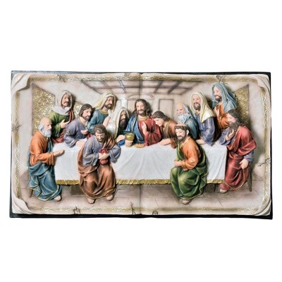 HomeRoots 20" Black And Beige Polyresin Last Supper Decorative Plaque Sculpture