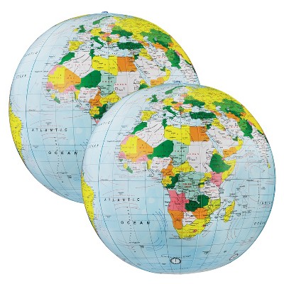 Replogle Globes Light Blue Political Inflate-a-Globes, 16", Pack of 2