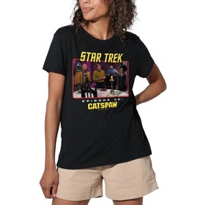 Women's Star Trek Original Cats Paw Loose T-Shirt Black - 1 of 4