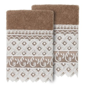 Linum Home Textiles 100% Turkish Cotton AIDEN Embellished Towel Set - 1 of 2