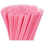 Juvale 300 Count Plastic Pink Disposable Drinking Straws for Baby Showers, Birthdays, Extra Long Size (10 In)
