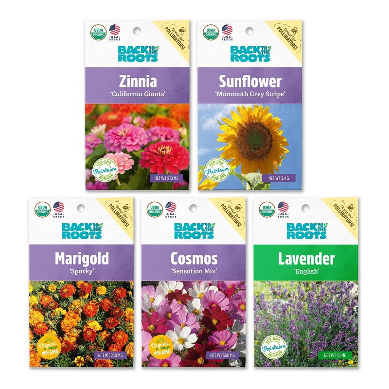 Back to the Roots 5pk Organic USA Flower Seeds, 1 of 10