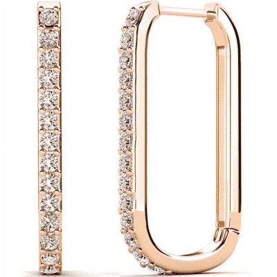 18k Gold Plated 24mm Hoop Earrings with Crystals Gift for Women