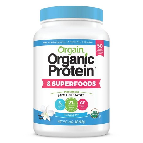 Orgain Organic Protein + Superfoods Plant Based Powder - Vanilla Bean ...