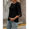Women's Knit Top 3/4 Sleeve Casual Crewneck Shirt Breathable Textured Tee - 3 of 4