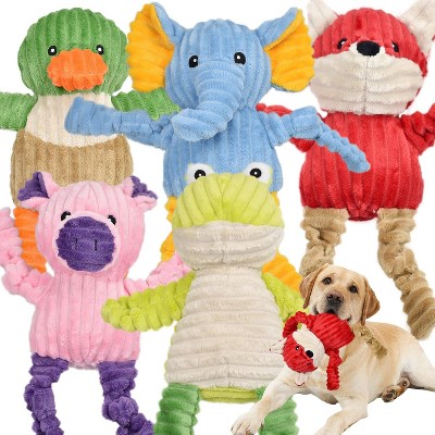 Attop 5 Pack Tough Dog Toys Stuffed Squeaky Dog Toys Assortment Plush Animal Dog Toy Value Bundle Puppy