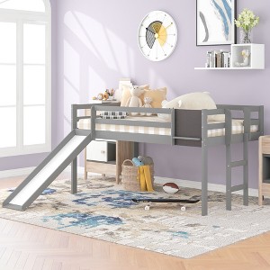 Twin Size Loft Bed with Slide, Stair and Chalkboard - 1 of 4