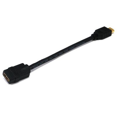 Monoprice 8-inch 28AWG High Speed Male to Female HDMI Port Saver - Black