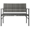 vidaXL 2-Seater Bench with Cushion in Gray, Made of PE/Poly Rattan with Coated Steel Frame, for &, w/ Dark Gray Seat Cushion - 3 of 4