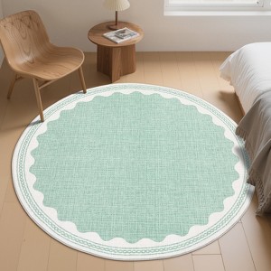 Modern Washable Living Room Rug, Bordered Printed Rug with Non-Slip Backing, Low Pile Stain Resistant Indoor Rug for Bedroom - 1 of 4