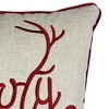 Whisen Embroidered Christmas Throw Pillow, 14x20" Velvet Lumbar Cushion with Green Holiday Accents - 3 of 4