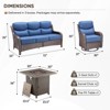 4 Piece Patio Furniture Set with Fire Pit Table, 2 x Swivel Rocker Chair, 1 x 3-Seat Sofa, 5 Seats Outdoor Conversation Set for Lawn Garden Backyard - 3 of 4