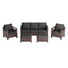 Sonkuki 5 Pieces Patio Sofa with Ottomans Set, All-Weather PE Rattan Wicker, Small Patio Conversation Couch with Cushion - 2 of 4