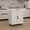 Kitchen Trolley Carts On Wheels Rolling Kitchen Island Cart With Rubberwood Countertop,abstract,white,37.99in,3.17ft - 2 of 4