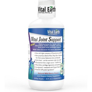 Vital Earth Liquid Joint Support Supplement – Glucosamine, Chondroitin, MSM plus Hyaluronic Acid, Boswellia & Fulvic Acid, 32 Oz + 1 Oz Cup - 1 of 4