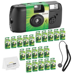 Fujifilm QuickSnap Flash 400 Disposable 35mm Camera Bonus Hand Strap + Quality Photo Microfiber Cloth - 1 of 4
