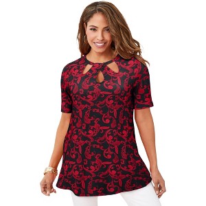 Jessica London Stretch Knit Cutout Swing Tunic - 1 of 4