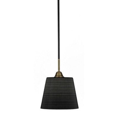 Toltec Lighting Paramount 1 - Light Pendant in  Matte Black/Brass with 10" Black Matrix Shade
