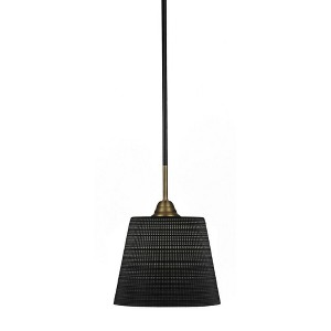 Toltec Lighting Paramount 1 - Light Pendant in  Matte Black/Brass with 10" Black Matrix Shade - 1 of 1