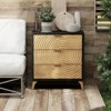 JIONJOY 3-Drawer Farmhouse Nightstand - Fully Assembled Black Dresser with Wood Ring Motif, Solid Wood & MDF - 2 of 4