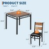 Orieon Rustic Dining Table Set for 2, 3-Piece Space-Saving Kitchen Table & Chairs, Metal Frame, Retro Brown Finish - 3 of 4