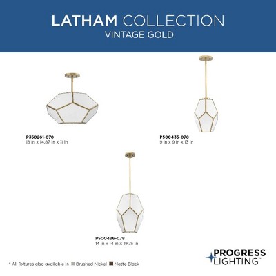 Latham Vintage Gold Geometric Glass Flush Mount Light