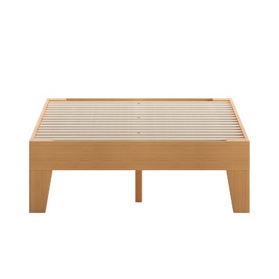 Twin Natural Pine Wood Platform Bed Frame with Slats