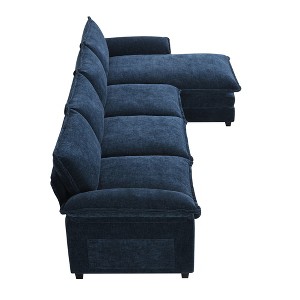 TiramisuBest 118" Modern Chenille Sectional Sofa with Double Cushions, Modular Sectional Sofa with Storage, Sideboard Buffet Style Design fo - 1 of 4