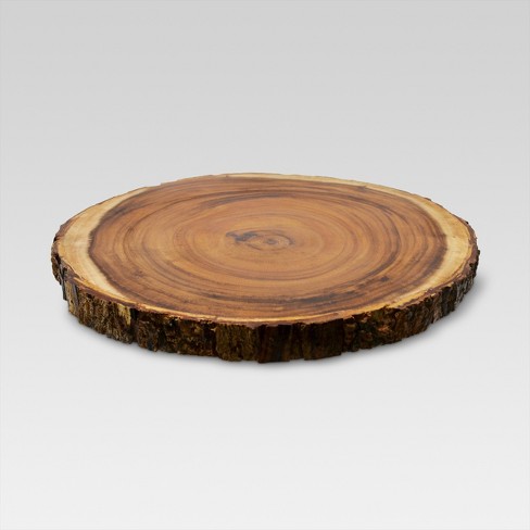 15 Acacia Wood Round Serving Platter, Round Wood Trays