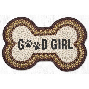 Earth Rugs Good Girl Dog Bone Braided Jute Stair Tread – 18"x28" - 1 of 3